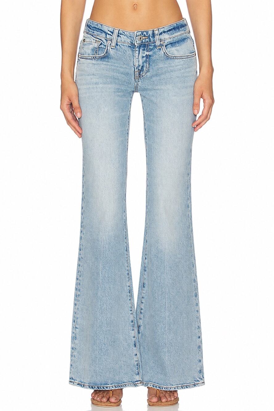 7 For All Mankind Super Flare Jeans Light Wash Low Rise Size 29
